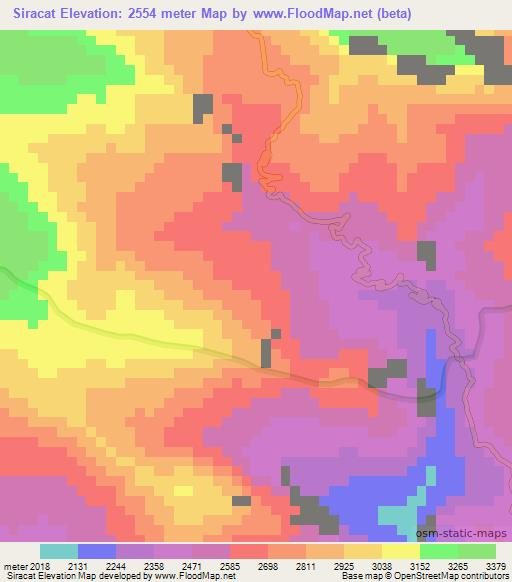 Siracat,Peru Elevation Map