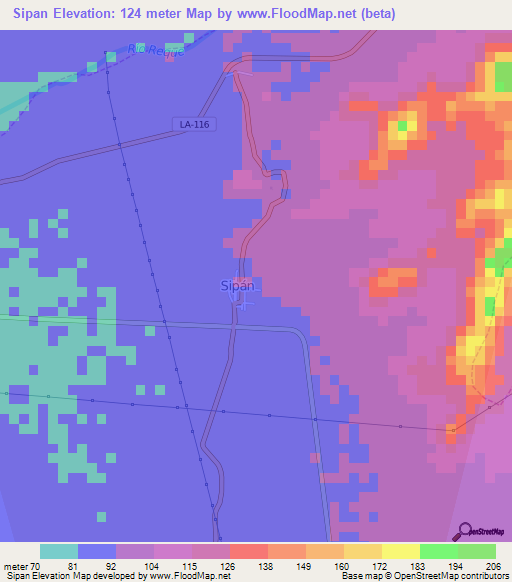 Sipan,Peru Elevation Map