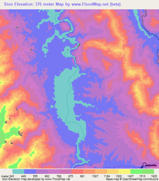 Sion,Peru Elevation Map