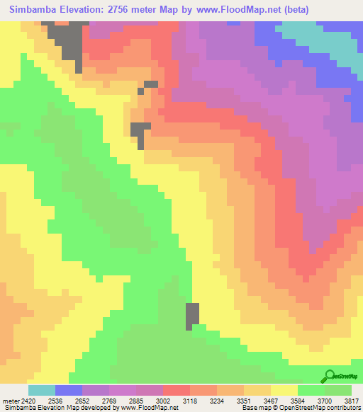Simbamba,Peru Elevation Map