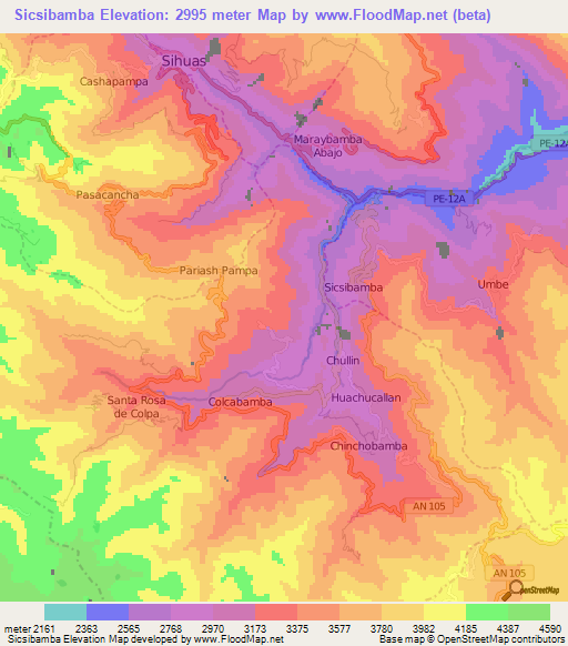 Sicsibamba,Peru Elevation Map