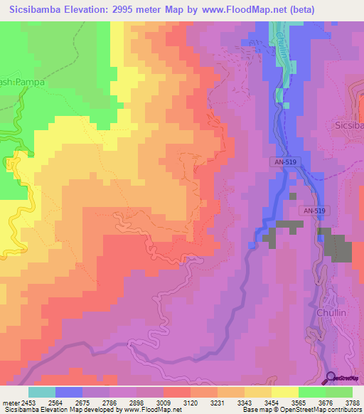 Sicsibamba,Peru Elevation Map