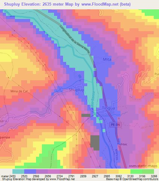 Shupluy,Peru Elevation Map