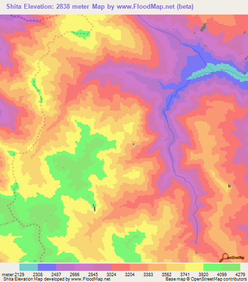 Shita,Peru Elevation Map