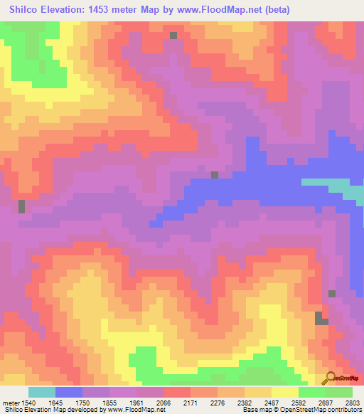 Shilco,Peru Elevation Map