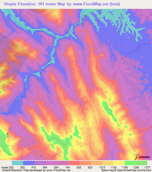Shepte,Peru Elevation Map