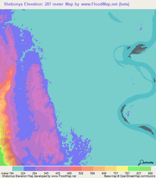 Shebonya,Peru Elevation Map