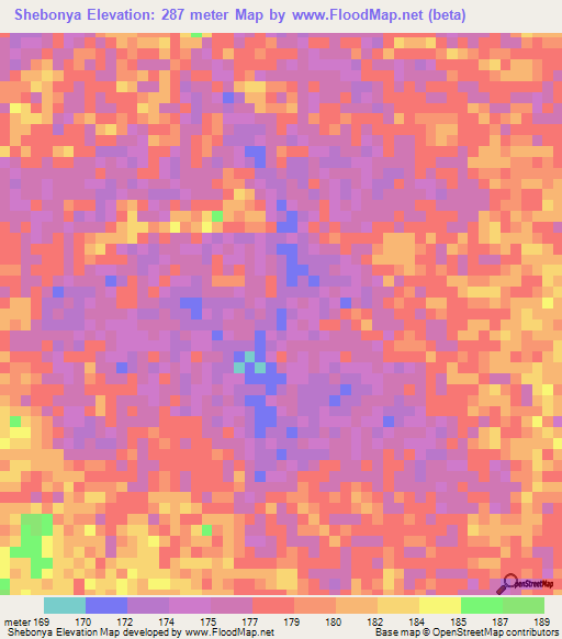 Shebonya,Peru Elevation Map