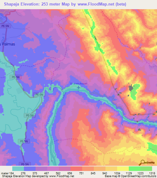 Shapaja,Peru Elevation Map