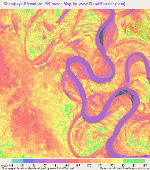 Shampaya,Peru Elevation Map