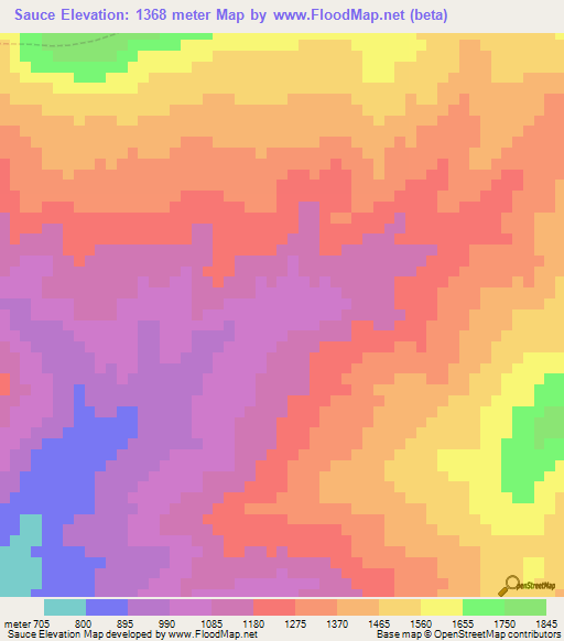 Sauce,Peru Elevation Map