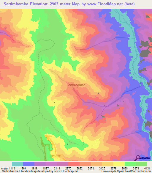 Sartimbamba,Peru Elevation Map