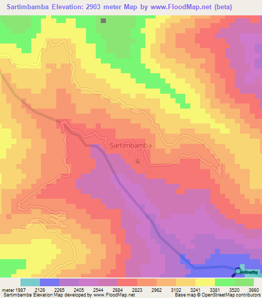 Sartimbamba,Peru Elevation Map