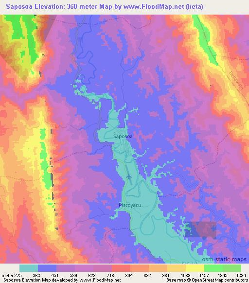 Saposoa,Peru Elevation Map