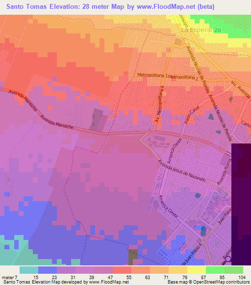 Santo Tomas,Peru Elevation Map