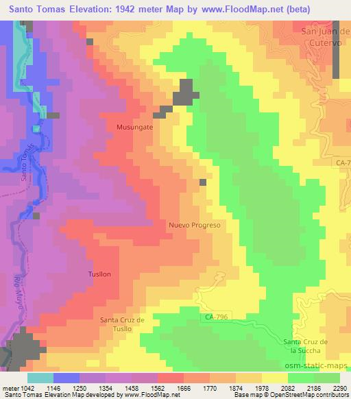 Santo Tomas,Peru Elevation Map