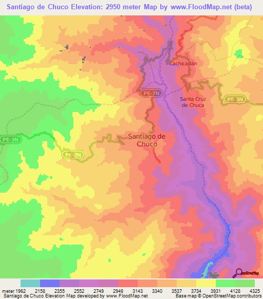Santiago de Chuco,Peru Elevation Map