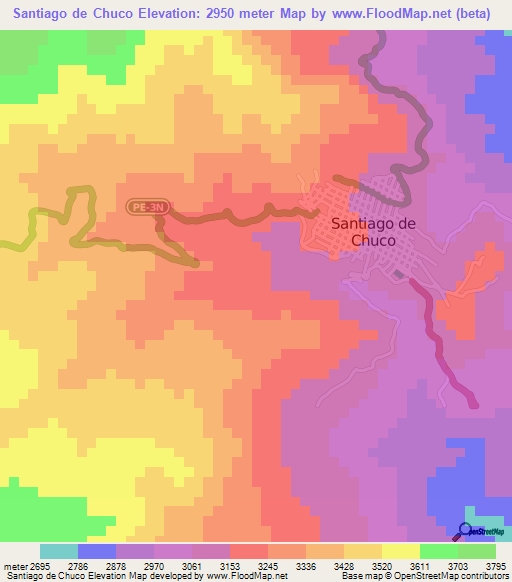 Santiago de Chuco,Peru Elevation Map