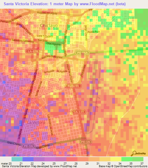 Santa Victoria,Peru Elevation Map