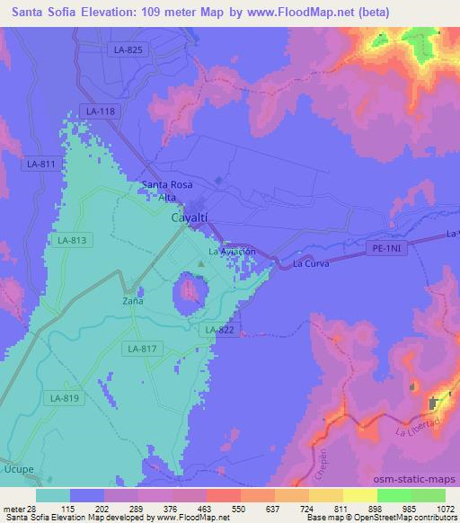 Santa Sofia,Peru Elevation Map