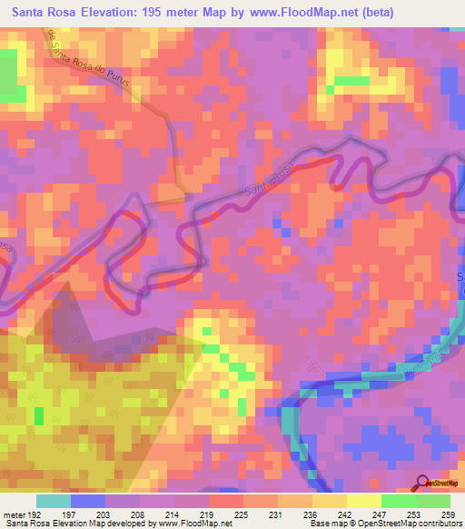 Santa Rosa,Peru Elevation Map