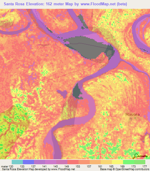 Santa Rosa,Peru Elevation Map