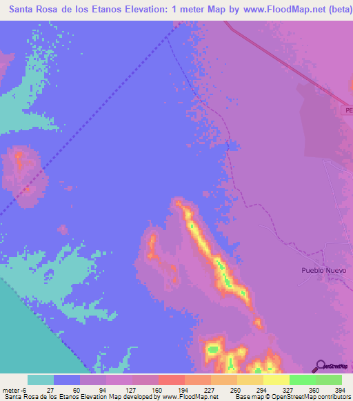 Santa Rosa de los Etanos,Peru Elevation Map