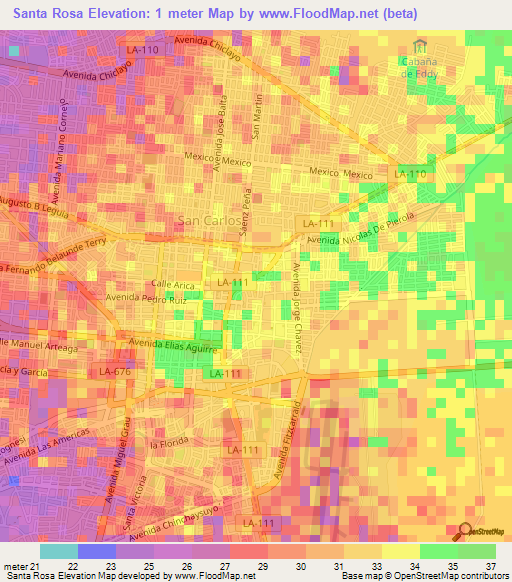 Santa Rosa,Peru Elevation Map