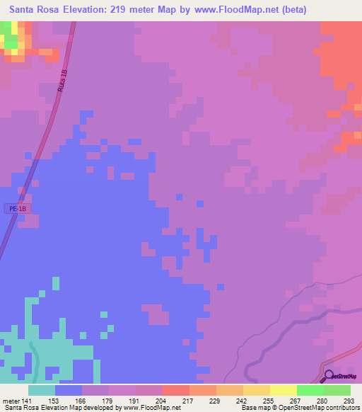 Santa Rosa,Peru Elevation Map