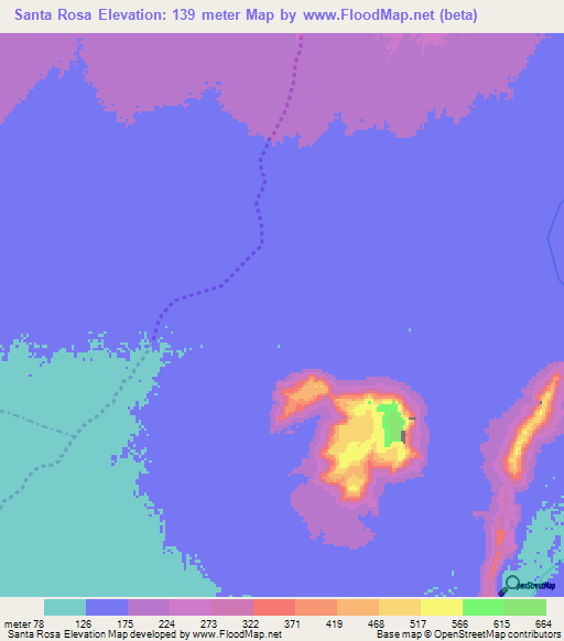 Santa Rosa,Peru Elevation Map