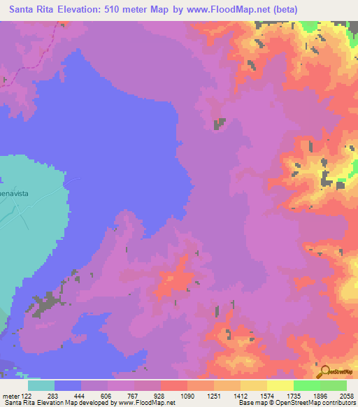 Santa Rita,Peru Elevation Map