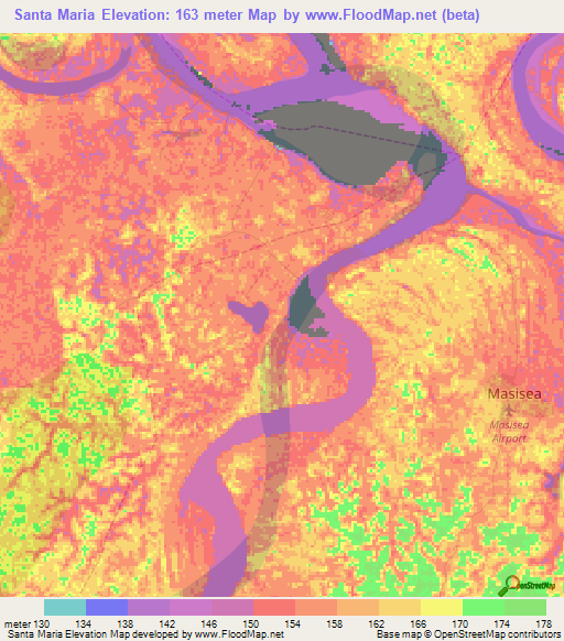 Santa Maria,Peru Elevation Map