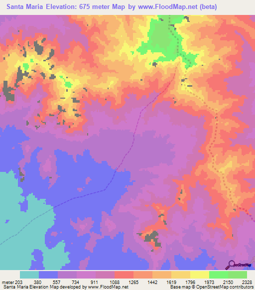 Santa Maria,Peru Elevation Map