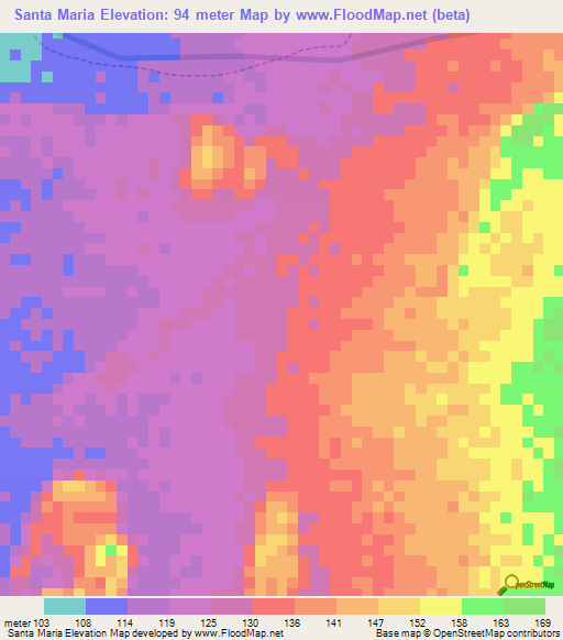Santa Maria,Peru Elevation Map