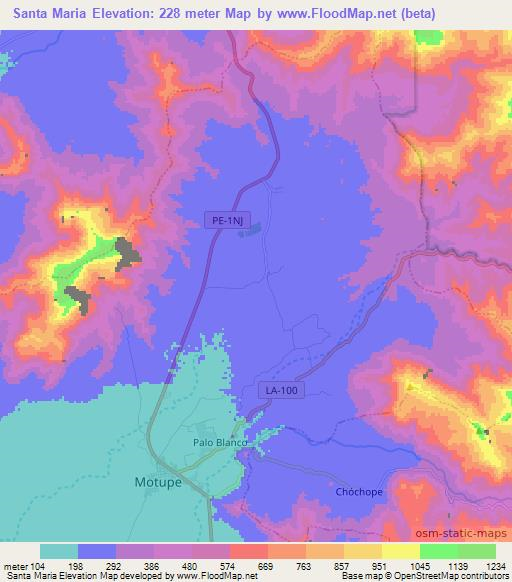 Santa Maria,Peru Elevation Map