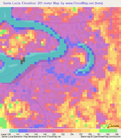Santa Lucia,Peru Elevation Map