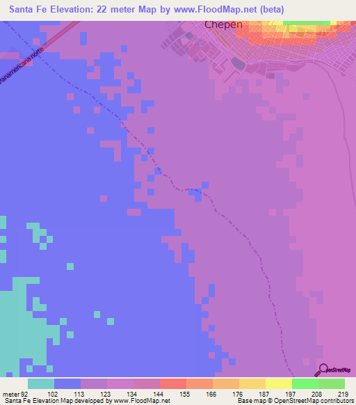 Santa Fe,Peru Elevation Map