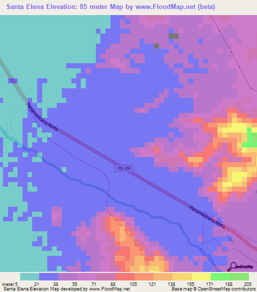 Santa Elena,Peru Elevation Map