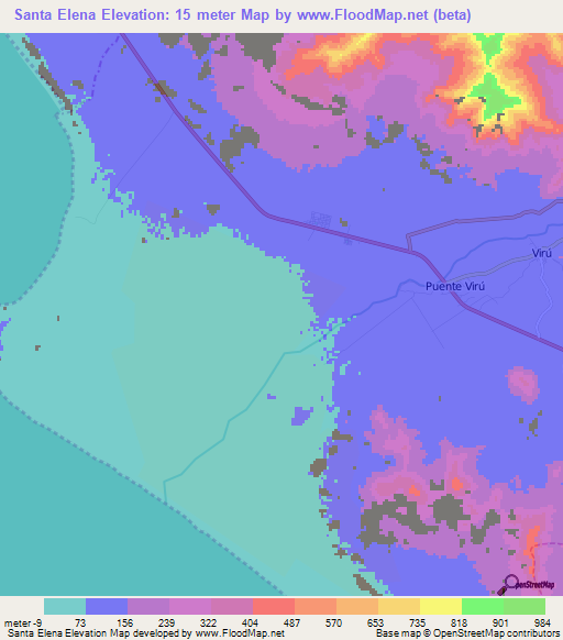 Santa Elena,Peru Elevation Map