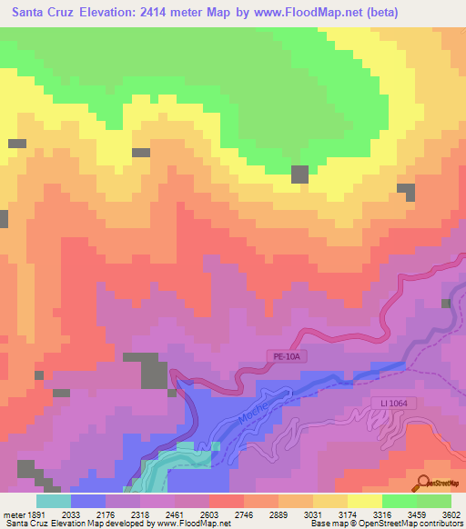 Santa Cruz,Peru Elevation Map