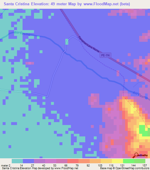 Santa Cristina,Peru Elevation Map