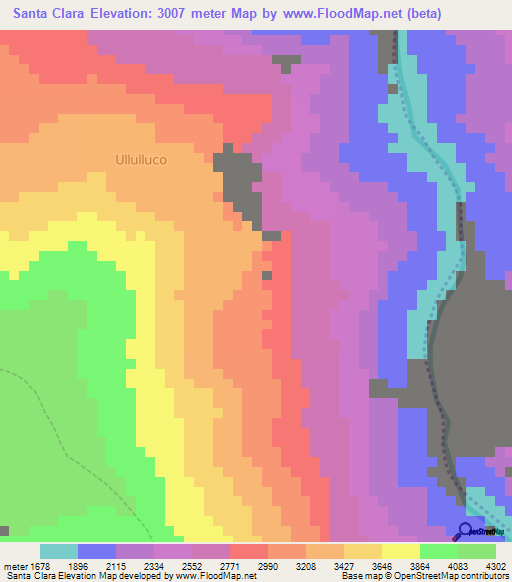 Santa Clara,Peru Elevation Map