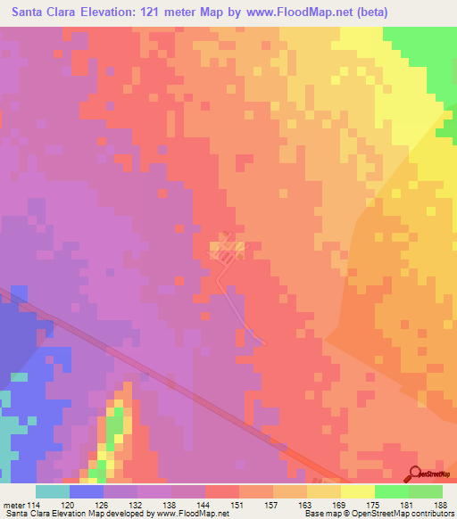 Santa Clara,Peru Elevation Map