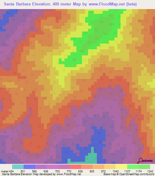 Santa Barbara,Peru Elevation Map