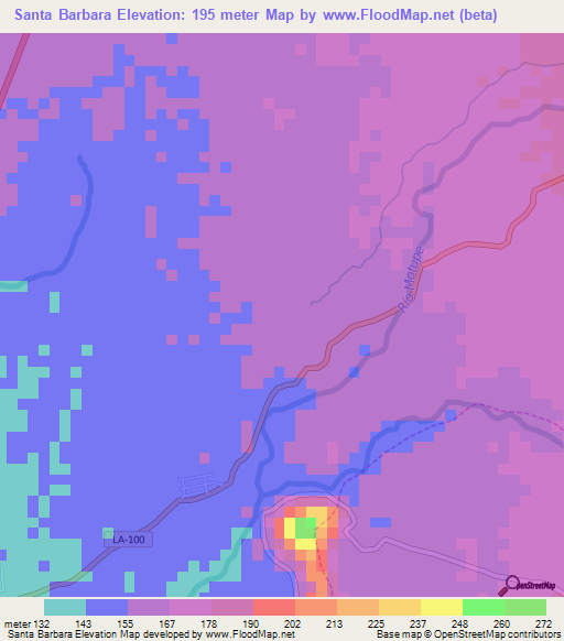 Santa Barbara,Peru Elevation Map