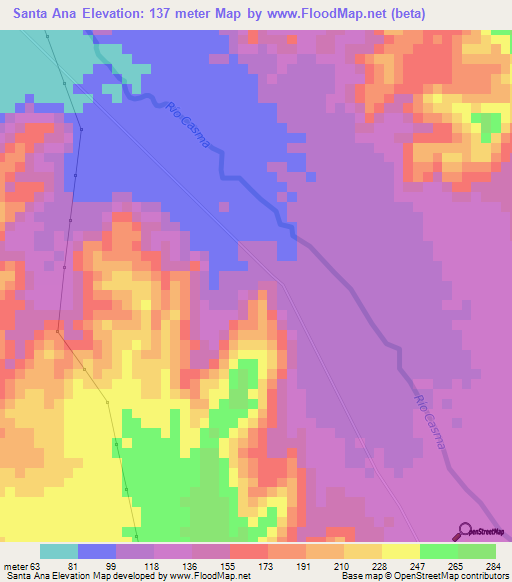 Santa Ana,Peru Elevation Map