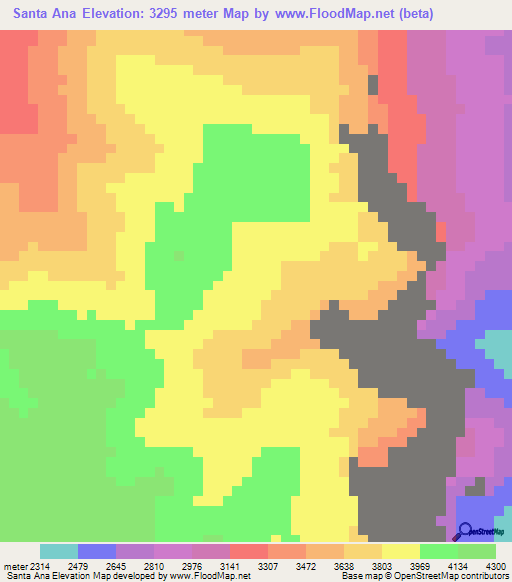 Santa Ana,Peru Elevation Map