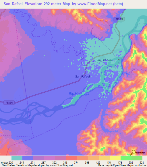 San Rafael,Peru Elevation Map