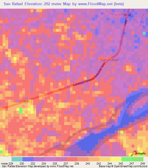 San Rafael,Peru Elevation Map
