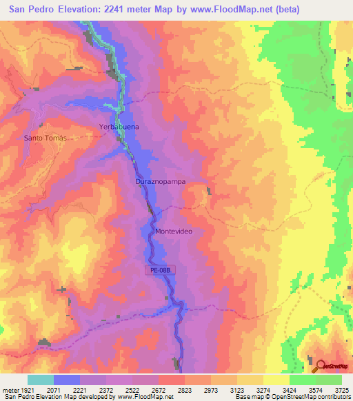San Pedro,Peru Elevation Map